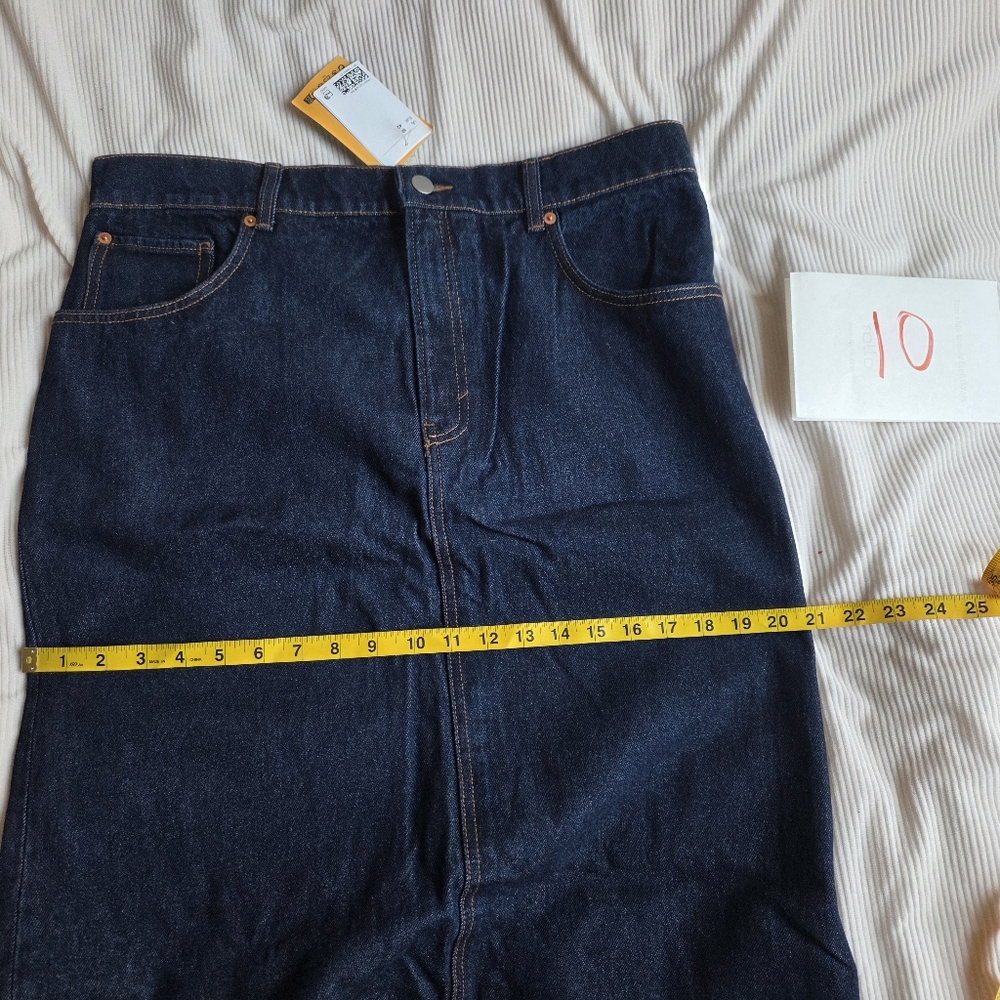 H&M Denim long skirt maxi topstitched dark blue size 6, 10 BNWT - Picture 9 of 15